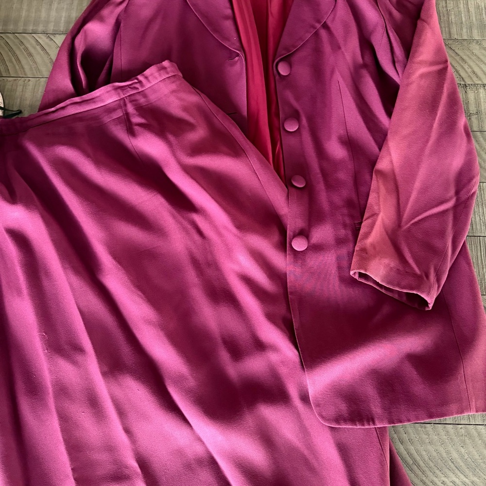 Vintage Danny & Nicole Magenta Button-Front Blazer and Skirt Set